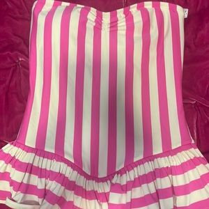 Juicy couture xl pink striped swim dress